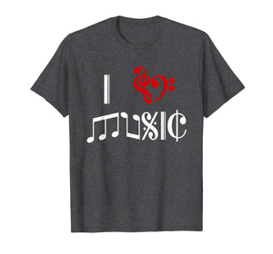 I Heart Music Love Classical Notation Staff Clef T-Shirt