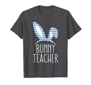 Bunny Teacher Gingham Check Bunny Headband Easter T Shirt