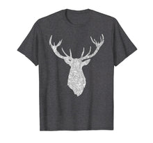 Load image into Gallery viewer, Buck Stag Deer Head Antlers Silver Silhouette T Shirt
