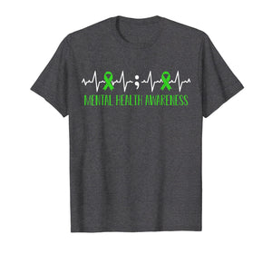 Green Ribbon Heart Beat - Mental Health Awareness T-shirt
