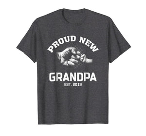 Mens Proud New Grandpa EST 2019 Gift Shirt Father's Day