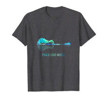 Load image into Gallery viewer, Peace Love Music Guitar Lake Shadow Hippie T-Shirt
