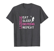 Load image into Gallery viewer, Girls Lacrosse T Shirt Lax Gear Gifts Eat Sleep Defend
