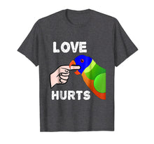 Load image into Gallery viewer, Love Hurts Lorikeet Parrot Biting T-shirt Valentine&#39;s Day
