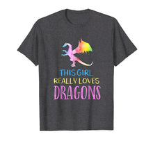 Load image into Gallery viewer, Cute Dragon TShirt This Girl Loves Dragons Gift Rainbow Tee
