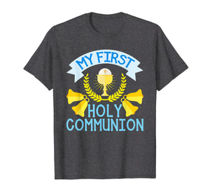 My First Communion Shirt Gift Kids Chalice Cross Boys Girls