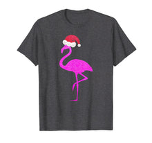 Load image into Gallery viewer, Funny gift for Flamingo Lovers! Pink flamingo Santa Hat tee
