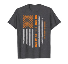 Load image into Gallery viewer, Leukemia Awareness Shirt Orange Ribbon US Flag shirt
