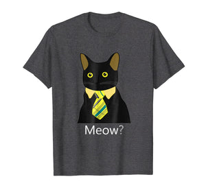 Black Business Cat Kitten with Yellow Tie T-shirt Tee Tshirt