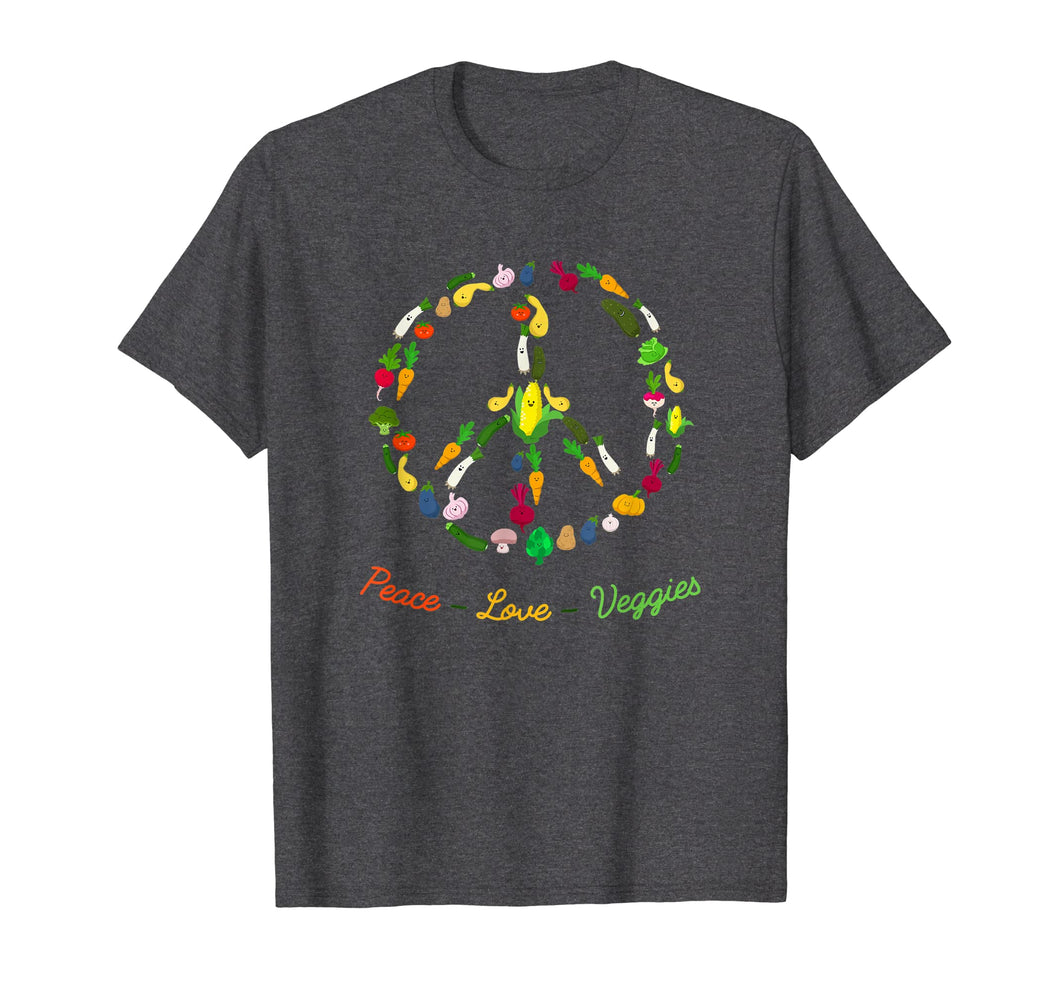Peace Love Veggie Funny Vegetarian T-shirt Emblem Tee