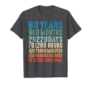 80 Years Old 80th Birthday Vintage Retro T Shirt 960 Months