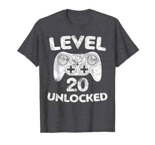 Level 20 Unlocked T-Shirt 20th Video Gamer Birthday Gift