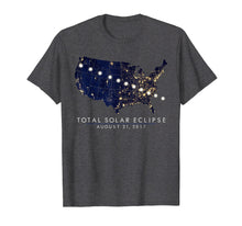 Load image into Gallery viewer, Total Solar Eclipse Map Tshirt of the USA 8/21/2017
