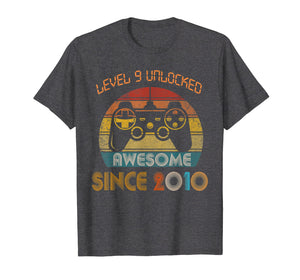 Level 9 Unlocked Awesome Since 2010-9th Birthday Gamer  T-Shirt