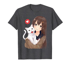 Cute Anime Girl and Kitty Cat Tee Shirt