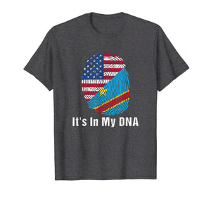 DR of Congo Flag T shirt & USA Flag DNA Fingerprint T Shirt