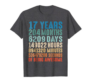 17 Years Old 17th Birthday Vintage Retro T Shirt 204 Months