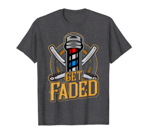 Faded Barber Straight Razor T-Shirt - Barbershop Gift Idea