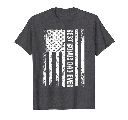 Mens Best Bonus Dad Ever American Flag Tshirt Father Day Gift