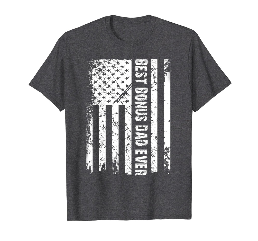 Mens Best Bonus Dad Ever American Flag Tshirt Father Day Gift