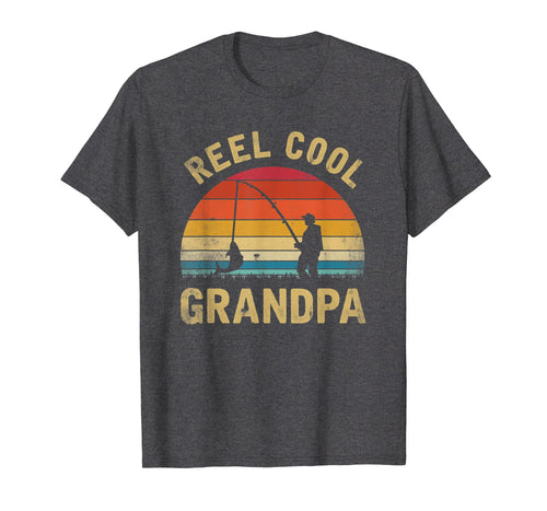 Mens Vintage Reel Cool GRANDPA Fish Fishing Shirt Father's Day Gi