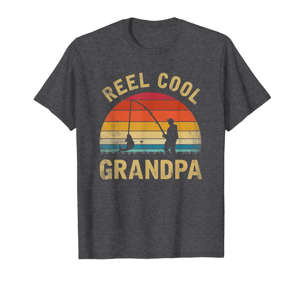 Mens Vintage Reel Cool GRANDPA Fish Fishing Shirt Father's Day Gi