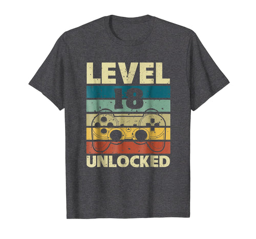 Level 18 Unlocked T-Shirt Vintage Gamer 18th Birthday Gifts