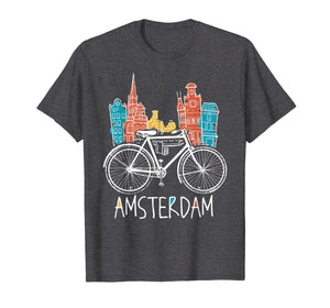 Amsterdam T-Shirt Retro Netherlands Bicycle Bike Gift