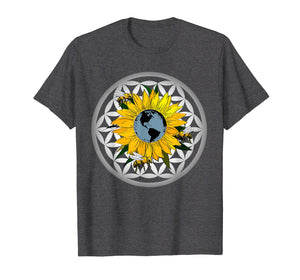 Flower of Life Sunflower Earth T Shirt Bees Climate Change