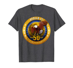 Apollo 11 Golden 50th Anniversary Eagle and Moon T Shirt Tee