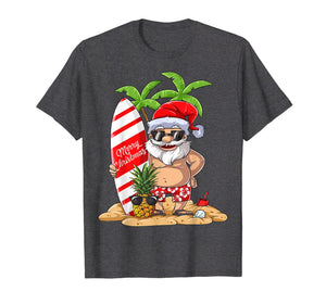 Christmas in July Santa Hawaiian Surfing T Shirt Summer Surf