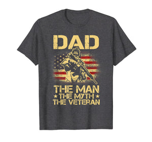 DAD The Veteran The Myth The Legend Vintage USA Flag T shirt