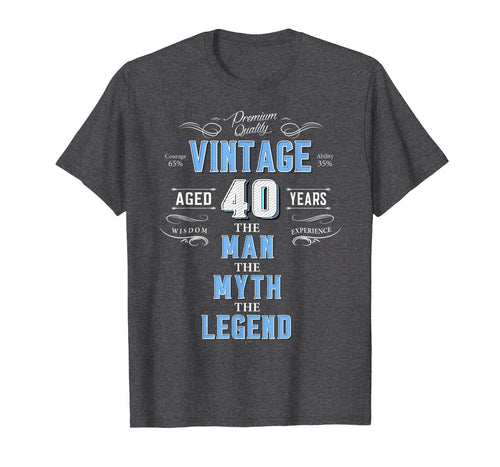 Mens Vintage 40th birthday tshirt for him aged 40 years old tee