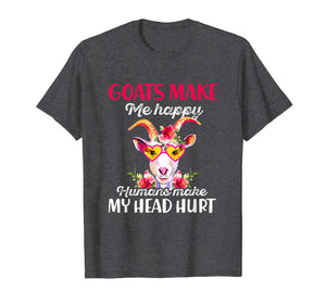 Funny Goats Make Me Happy Humans Make My Head Hurt Tshirt