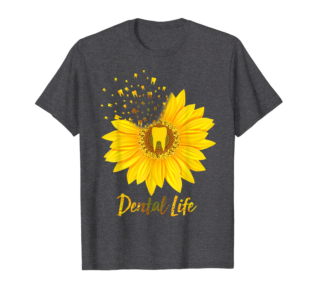 Dental Life Dental Assistant Teeth Hippie Sunflower Tshirt