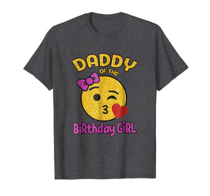 Daddy of the Birthday Girl Emoji Pink Shirt Kiss Heart Tee