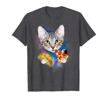 Load image into Gallery viewer, Funny Galaxy Cat Shirt | Space Cat Eat Pizza and Taco Shirt
