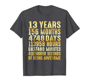 13 Years Old 13th Birthday Gold Vintage T Shirt 156 Months