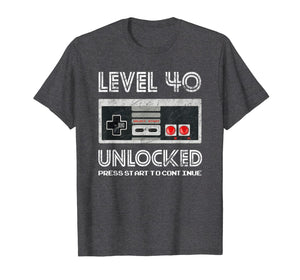 40 Year Old Fourty Birthday Gift Level 40 unlocked gamer T-Shirt-201277