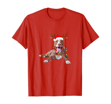 Load image into Gallery viewer, American Pitbull Terrier Reindeer Christmas Lights Funny T-Shirt
