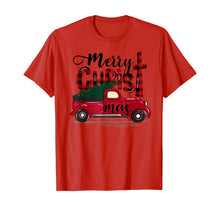 Load image into Gallery viewer, Merry Christmas Buffalo Plaid Red Truck Christian Cross Xmas T-Shirt

