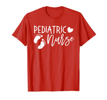 Load image into Gallery viewer, Pediatric Nurse PEDS Shirt Footprints Nursing Student PICU
