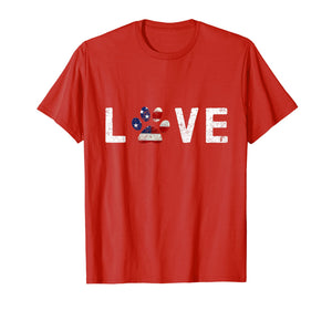 I Love Dogs & Cats American Flag Paw Print Dog & Cat T Shirt