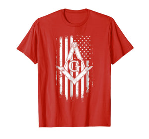 Masonic American Flag Square and Compass - Freemason T-Shirt
