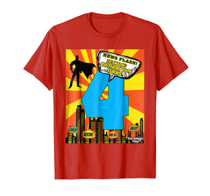 Birthday Boys Shirt Age 4 Superhero Comic Book Theme Party