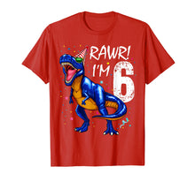 Load image into Gallery viewer, Rawr I&#39;m 6 6th Birthday Dinosaur Shirts Boys Dinosaur Gift
