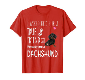 I Asked God For A True Friend Tee So He Sent Me A Dachshund