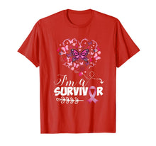 Load image into Gallery viewer, I'm a survivor heart pink ribbon breast cancer awareness T-Shirt
