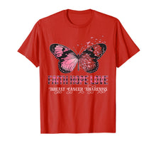 Load image into Gallery viewer, Faith Hope Love Pink Butterfly Breast Cancer Awareness T-Shirt

