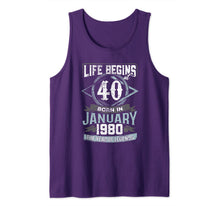 Load image into Gallery viewer, Life Begins At 40 Born January 1980 Year Of Legends Gift Tank Top
